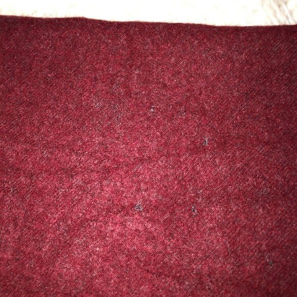 Lauren RALPH LAUREN Wool Red Gray 100% Virgin Lambswool Fringe Logo Italy - Picture 6 of 12